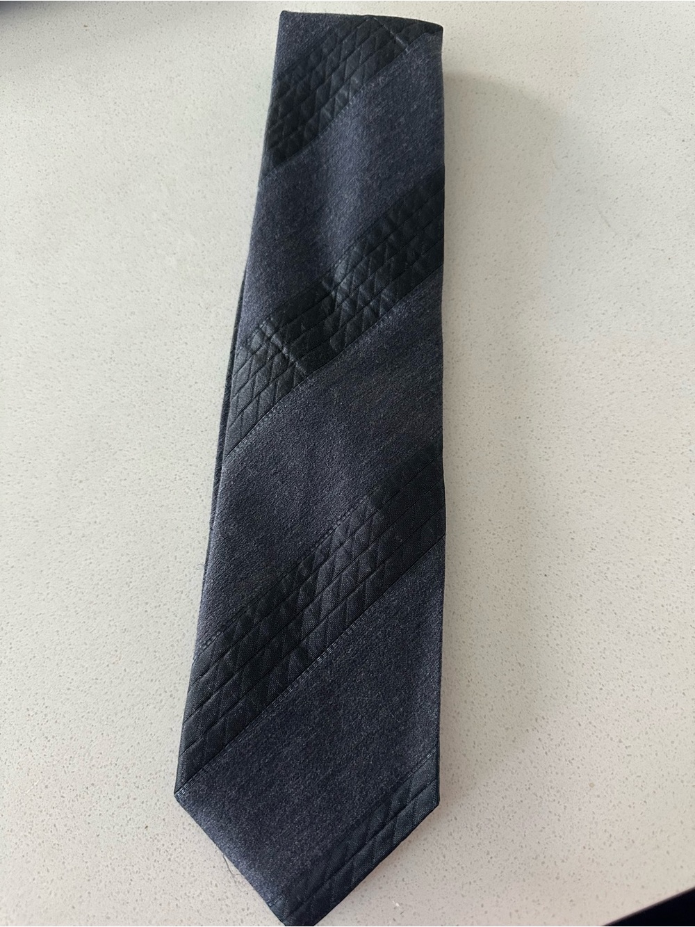 Vittorio Black Diagonal Quilted Stripe Tie